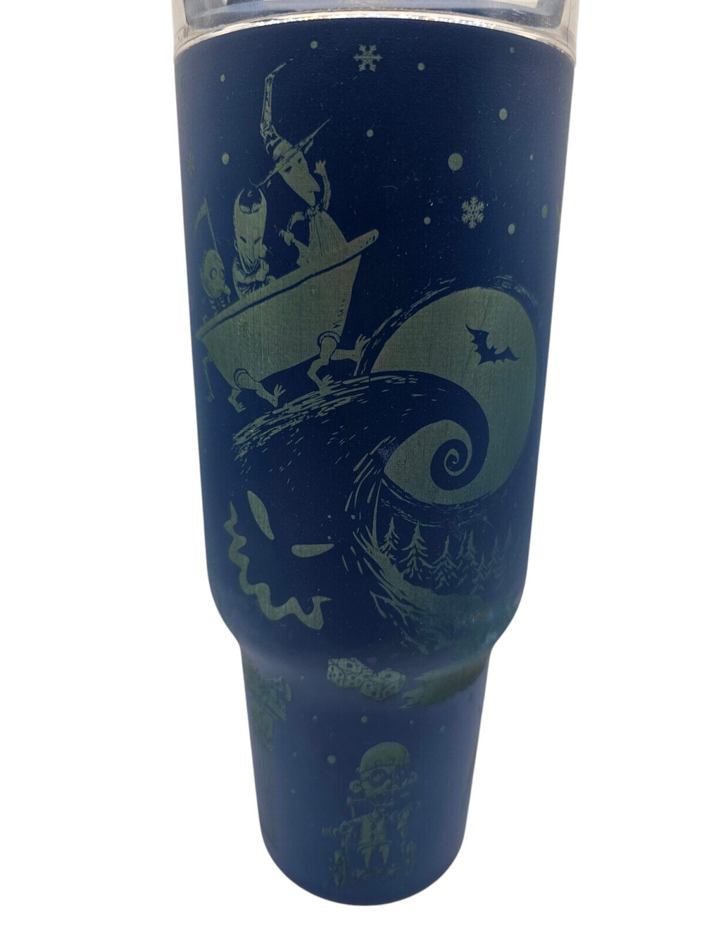 Disney 40oz Nightmare Before Christmas Engraved Etched tumbler Blue Silver - Picture 4 of 5